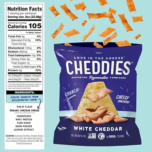 Miniatura 2 de Cheddies Crackers - Snacks saludables hechos con queso cheddar real e ingredientes simples, sin OMG, alto en proteínas, aperitivos preporcionados