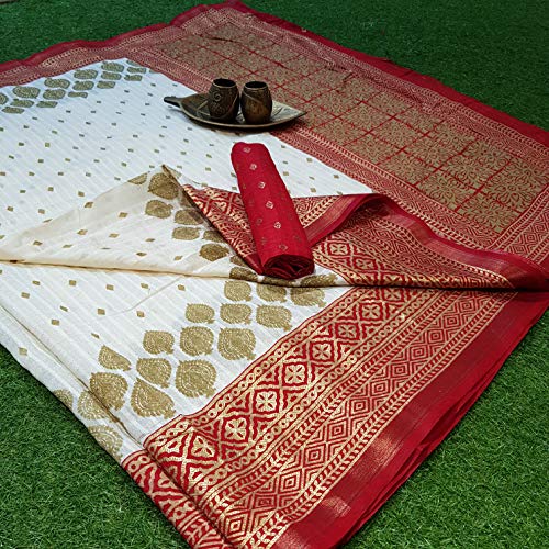 Image of AKHILAM Women's Silk Saree With Blouse Piece