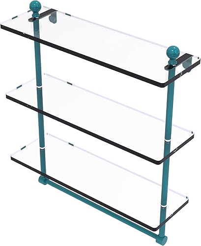 Miniatura 7 de Allied Brass MA-516TB Mambo Collection - Estante de cristal integrado de triple nivel de 16 pulgadas, latón pulido