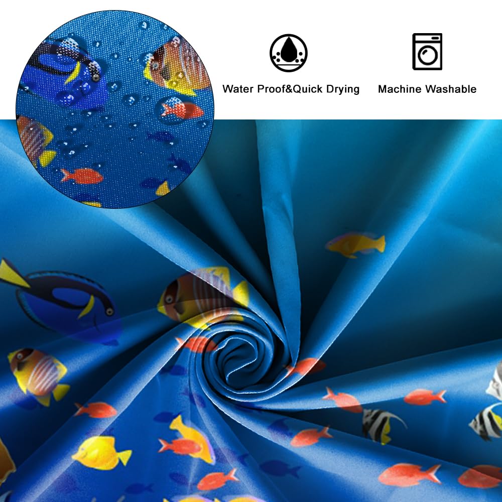 SDOTPMT 180x180cm Ocean Tropical Fishes Shower Curtain Colorful Cartoon Fish Coral Reef Marine Animal Bath Curtain Underwater Seascape Bathtub Curtain for Bathroom Fabric Polyester with Hooks - Image 4