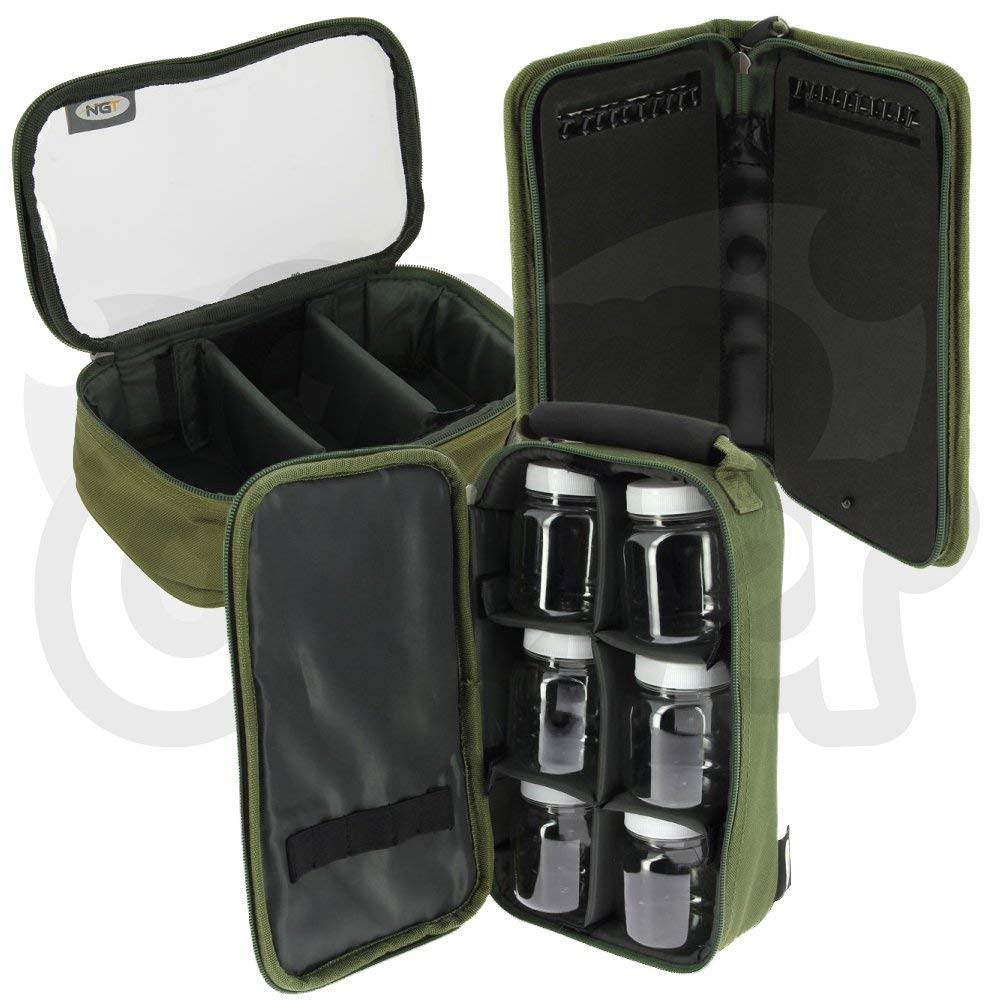 NGT Luggage Tackle Set With 4pc Glug Bag Stiff Rig Wallet & Pins + Lead Bag Carp Coarse Fishing