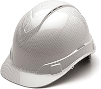 Vista 1 de PYRAMEX Ridgeline Cap Style Hard Hat, Vented, 4-Point Ratchet Suspension, Shiny White Graphite