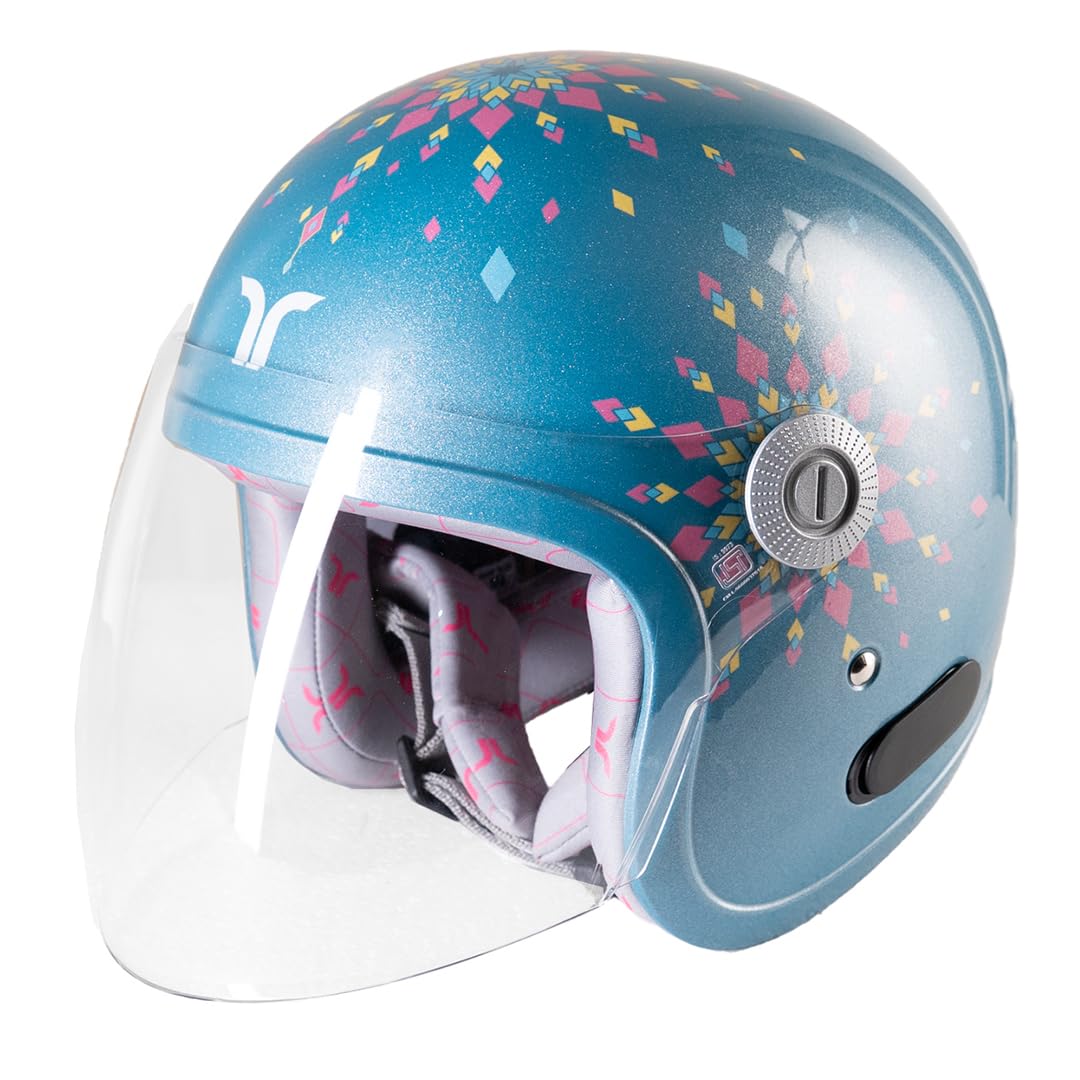 TVARRA Dreamcatcher Women’s Open Face Helmet with Printed Design, ISI Certified, Lightweight Material, Crafted for Women, Extreme Comfort fit with Clear Visor, New Launch-picture-10