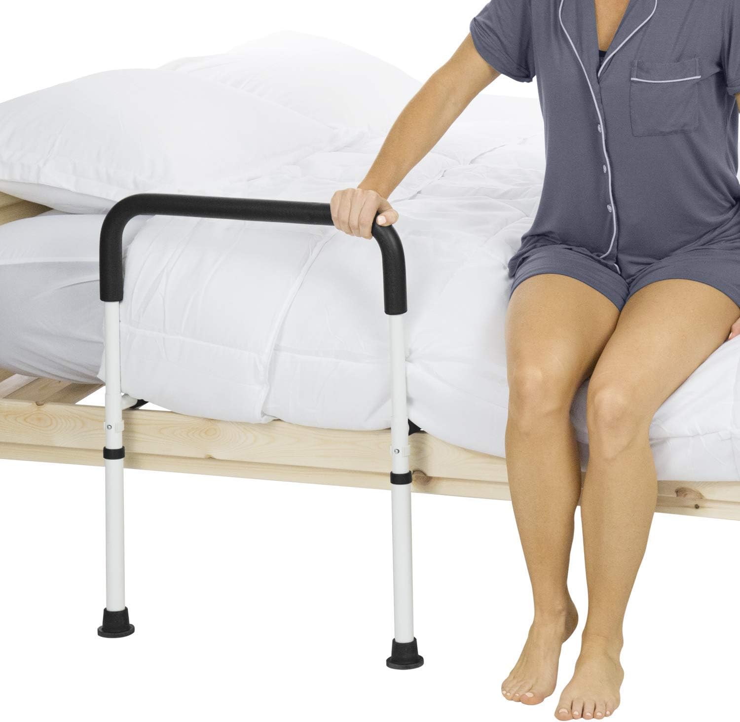 Vive Bed Assist Rail Adult Bedside Standing Bar For Seniors Elderly Handicap Kid Fit King Queen Full Twin Adjustable Fall Prevention Safety Handle Guard Long Hand Bedrail Grab Bar Cane