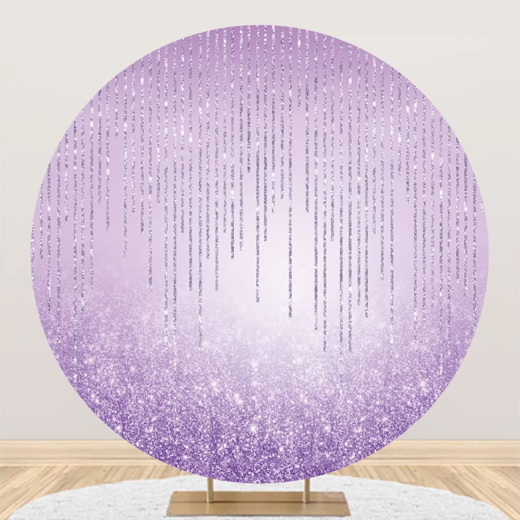 Leyiyi 7.2x7.2ft Purple Glittering Round Backdrop Deluxe Shiny Tassels Sequin Circle Backdrop Cover Violets Wedding Girls Children Baby Adult Birthday