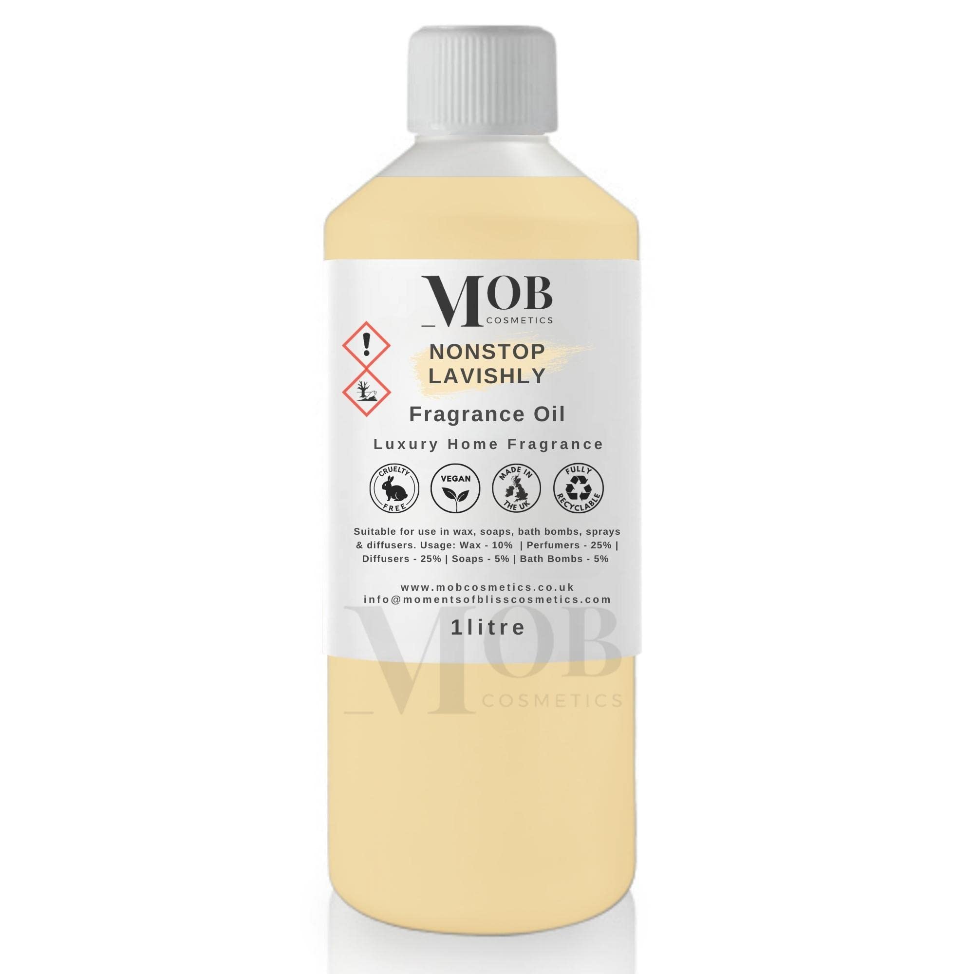 Nonstop Lavishly Luxury and Designer Fragrance Oil | Highly Concentrated | Perfect for Candles, Soaps, Bath Bombs, Diffusers, Wax Melts | UK Made | Vegan (Nonstop Lavishly, 1litre)