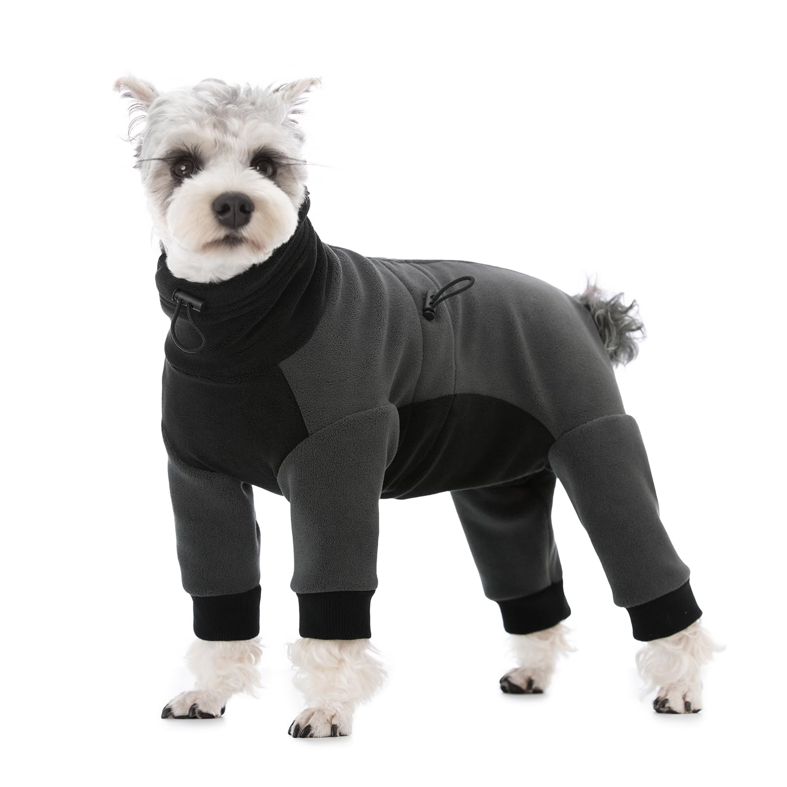 AITOLI Dog Winter Clothes for Small Medium Dogs, Windproof Dog Onesie Jumpsuit, Dog Cold Weather Coats, Turtleneck Fleece Dog Coat Anti Hair Shedding, Warm Dog Coat BodaySuit, Color-Block Dog Pjs