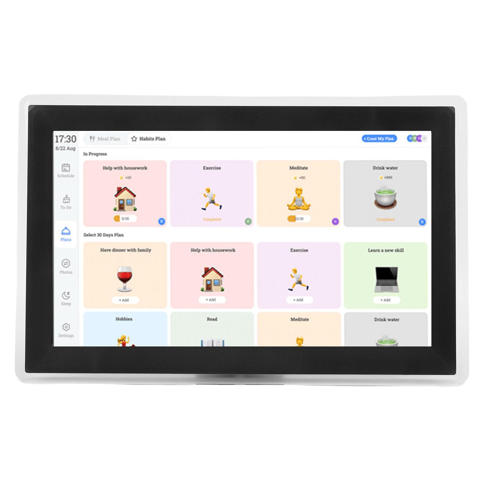 Fockety 15,6 Zoll Digitaler Kalender Hausarbeit, Smart Touchscreen Familienplaner mit interaktivem Display, WiFi Remote Sync, für Familienpläne, Wand- und Tischmontage (schwarzer Rahmen)