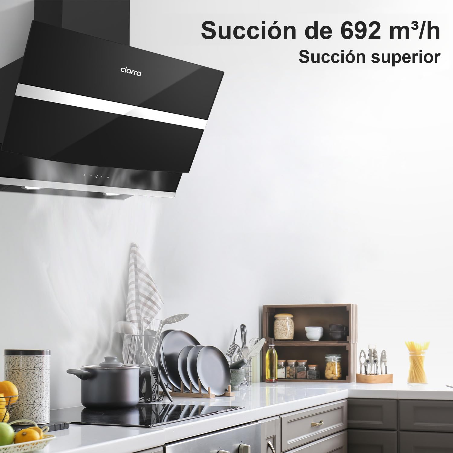 CIARRA CBCB6736N Campana Extractora 60 cm WIFI Touch Control Negro
