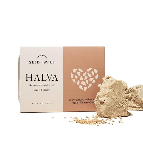 Seed + Mill - Halva - Sésamo tostado - Vegano, kosher y sin gluten - Disfruta de este dulce dulce dulce hecho de pasta de sésamo y chocolate negro.