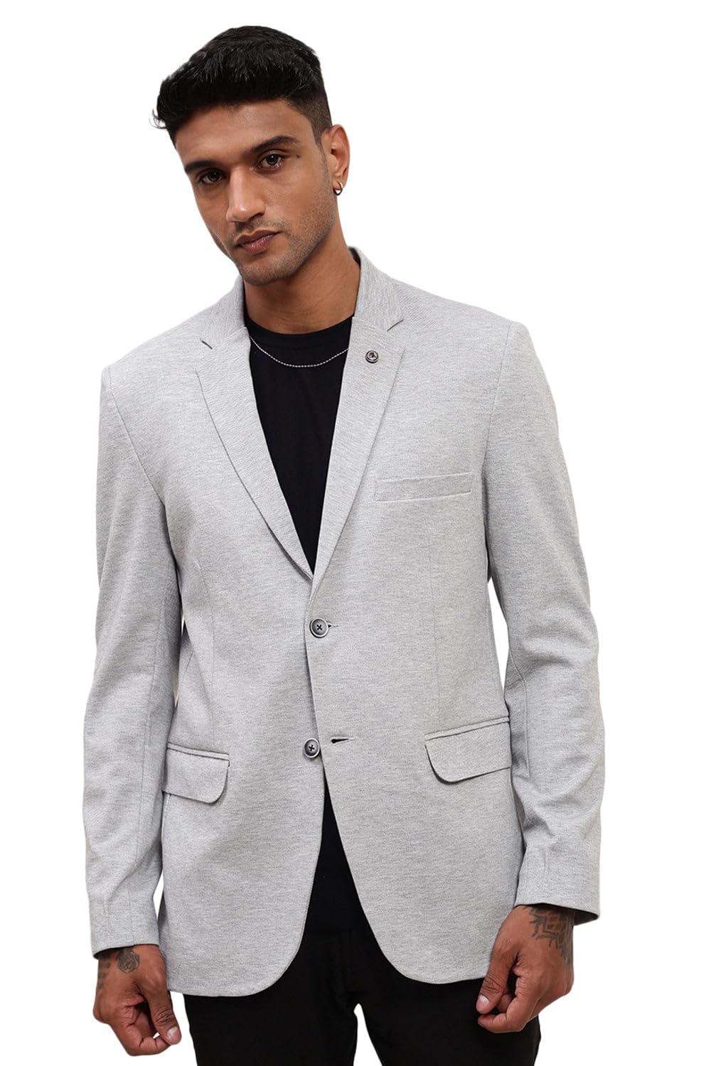 showoffff Men's Grey Solid Single-Breasted Blazer-LBR-5239_Grey-picture-41