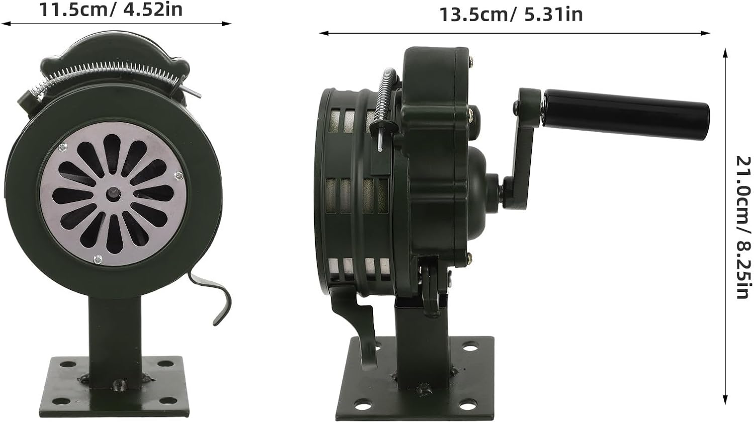 Hand Crank Siren with Mounting Base, Loud Manual Warning Alarm