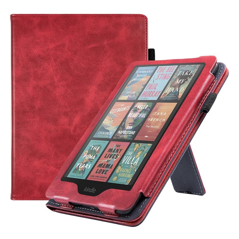 ANGEER® PU Leather Smart Flip Protective Case Cover | Suitable for 12th Generation Kindle Paperwhite E-Readers | Red-image-25