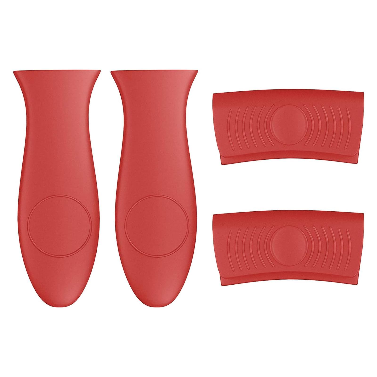 4Pack Pot Holders for Kitchen, No-slip Cast Iron Handle Cover Protect Your Hands, Heat Resistant Silicone Hot Handle Holder for Skillets, Frying Pans, Griddles, Metal Aluminum Cookware (Red)