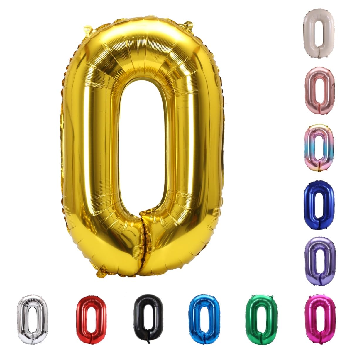 YPSelected 32 Inch Large Foil Helium Number Balloon Birthday Wedding Party 0-9 (Gold, 0)
