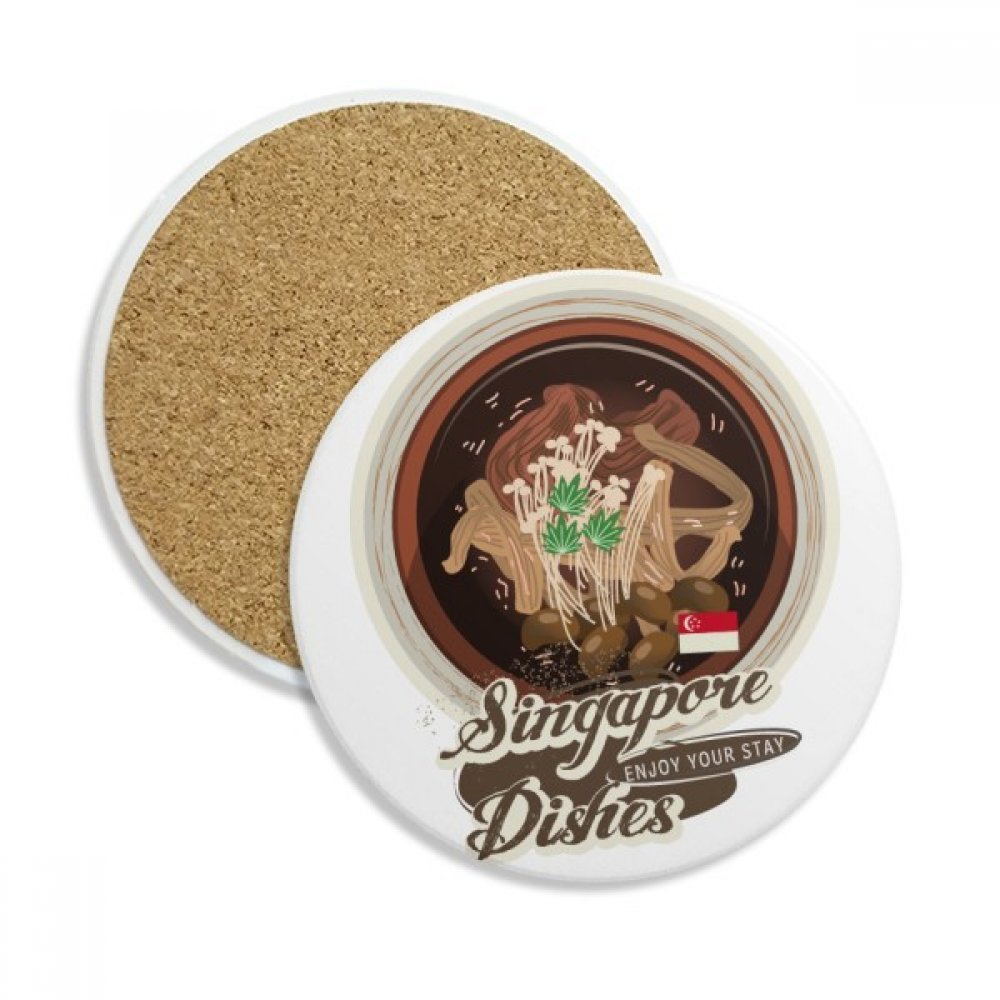 Coaster en céramique Singapour Bak Kut Teh idéal pour vos pauses thé et café