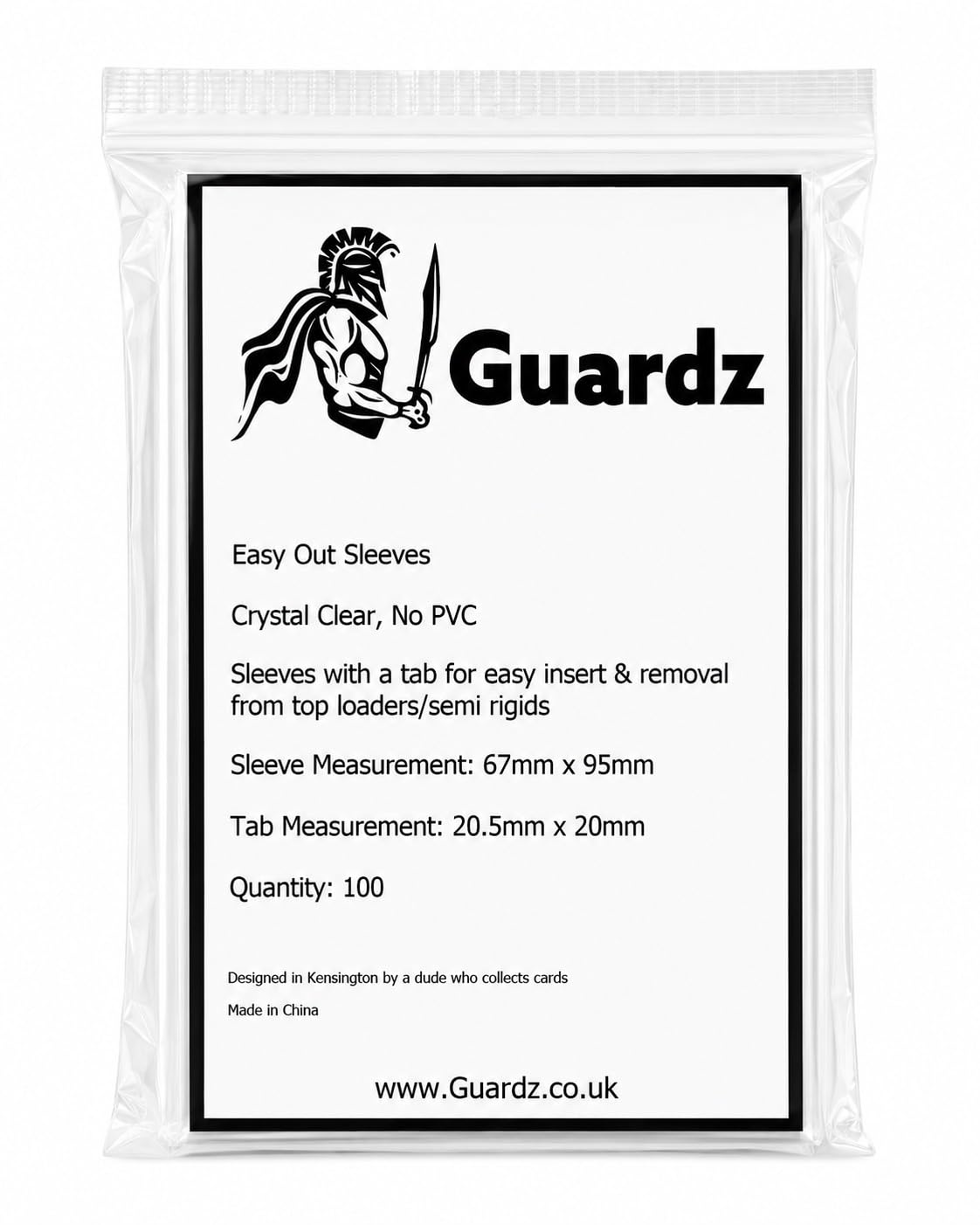 Guardz - Easy Out Pull Tab Trading Card Sleeves - Perfect for Semi-Rigids & Top Loaders (1000 Pack)
