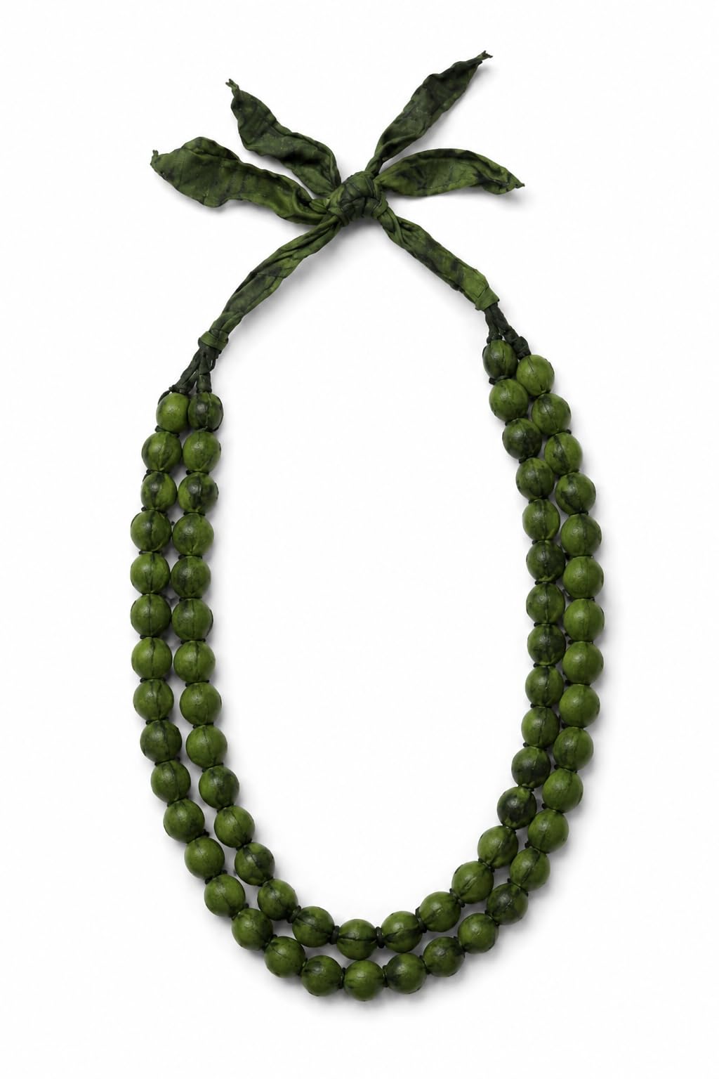 Handcrafted Fabric Bead Necklace for Women & Girls | Double Layer Adjustable Cloth Jewelry | Ethnic, Haldi, Bridal Wear (Multiple Colors)-image-11