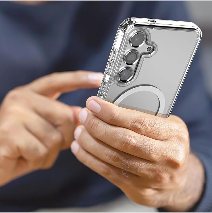 KZY İletişim Samsung Galaxy S24 ile Uyumlu Kılıf Magsafe İle Uyumlu Kablosuz Şarj Destekli Şeffaf Silikon Kapak