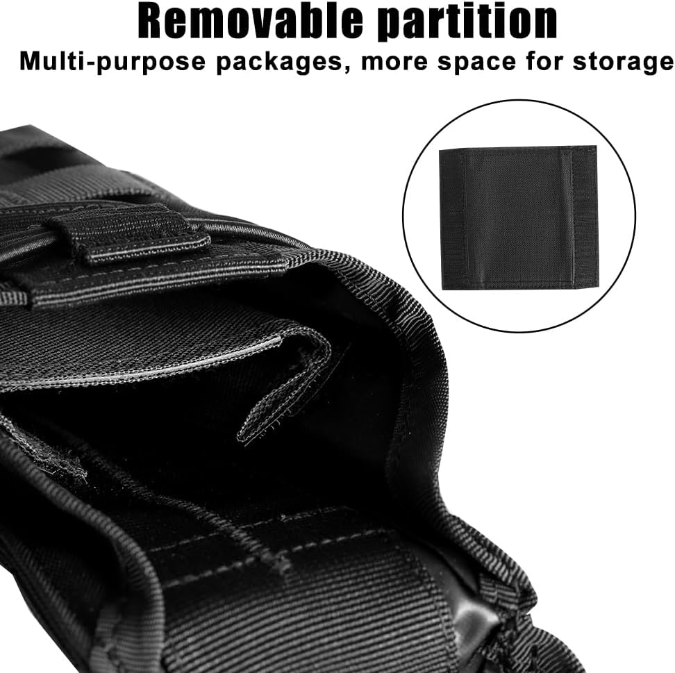 Tactical Mag Pouch, Waterproof Magazine Holster with Flap Closure Design, Quick Release Molle System Accessories for Hunting Outdoor Camping (Single/Double)