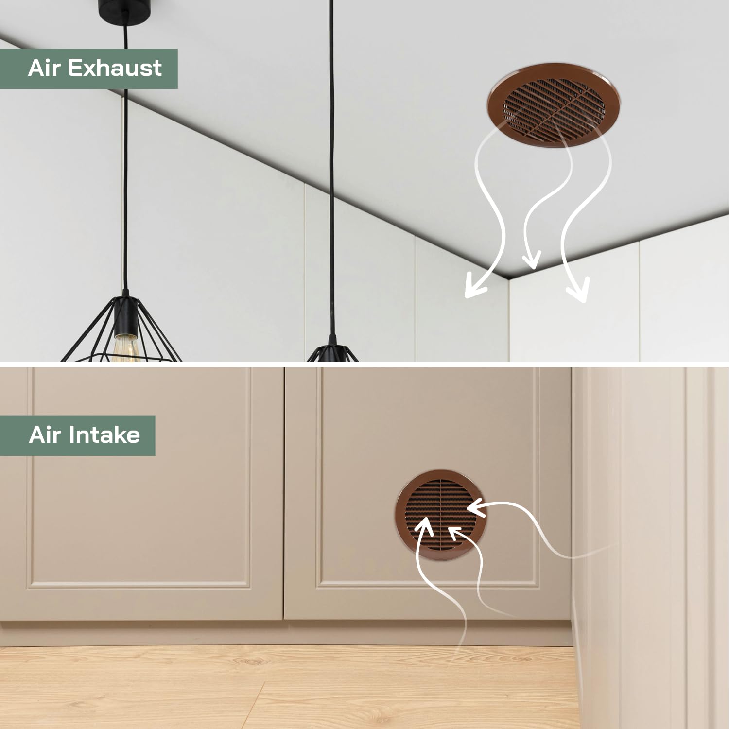 Copriprese Aria Con Zanzariera - 5 Pezzi Marrone Per Bocchettoni 15 Cm, Per Bagno E Cucina - Foto 10