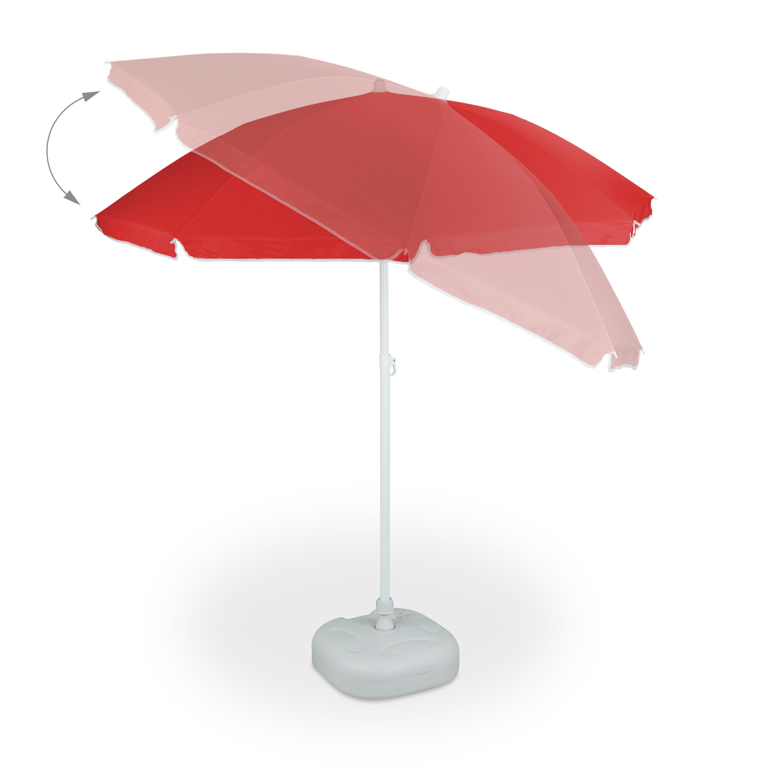 Relaxdays Parasol, Ø 180 cm, hauteur réglable, inclinable, rond, polyester, acier, jardin, balcon, plage, diff. couleurs