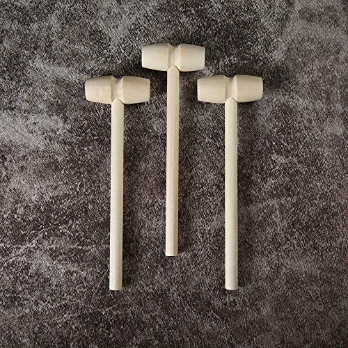 Image of 24 Pcs Mini Wooden Hammers for Breakable Chocolate, Natural Wood Toy Mallets for Kids