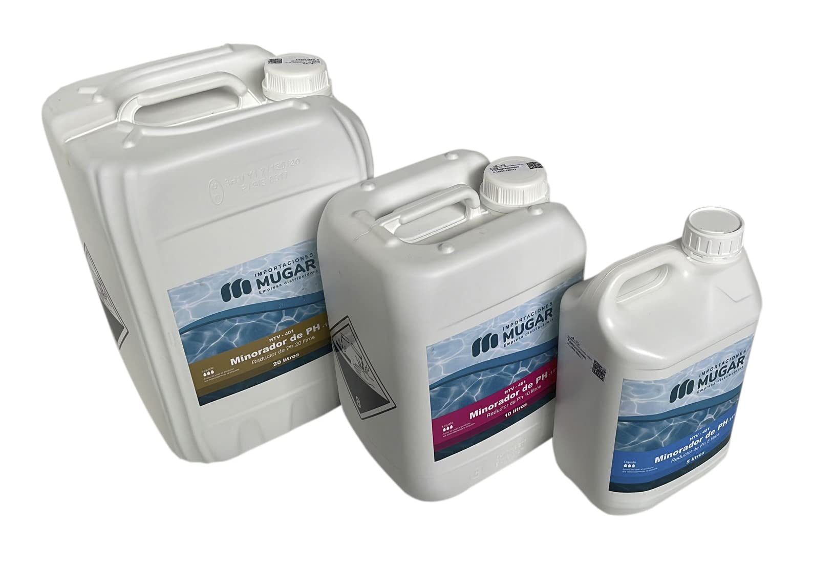 MUGAR- Minorador de pH Minus Sulfúrico para Piscinas. Reductor de pH DE 10, 15 Y 20 litros- Sulfúrico. Envases de Tres cantidades Diferentes Disponibles: 5, 10 y 20 litros.