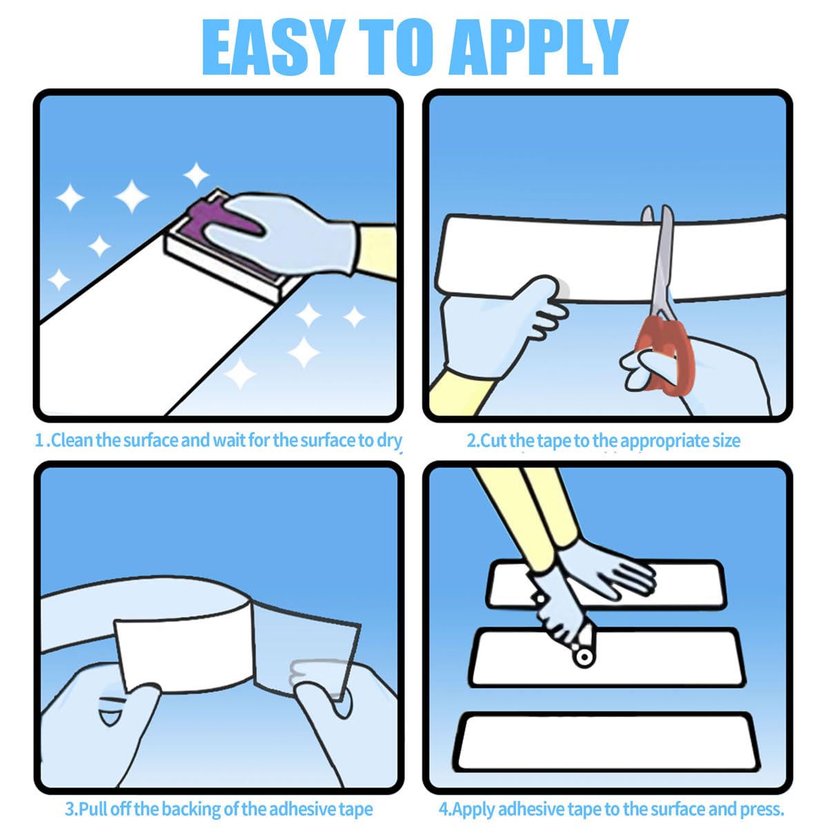 Rubber Grip Tape, Ultra-Thin Strong Adhesive Anti-Slip Waterproof Heat Resistant Wear-Resistant Cushion Pad, Making Handles or Contact Surfaces Safer, with Grip and Comfort (Black, 1In x 10Ft) - Image 5