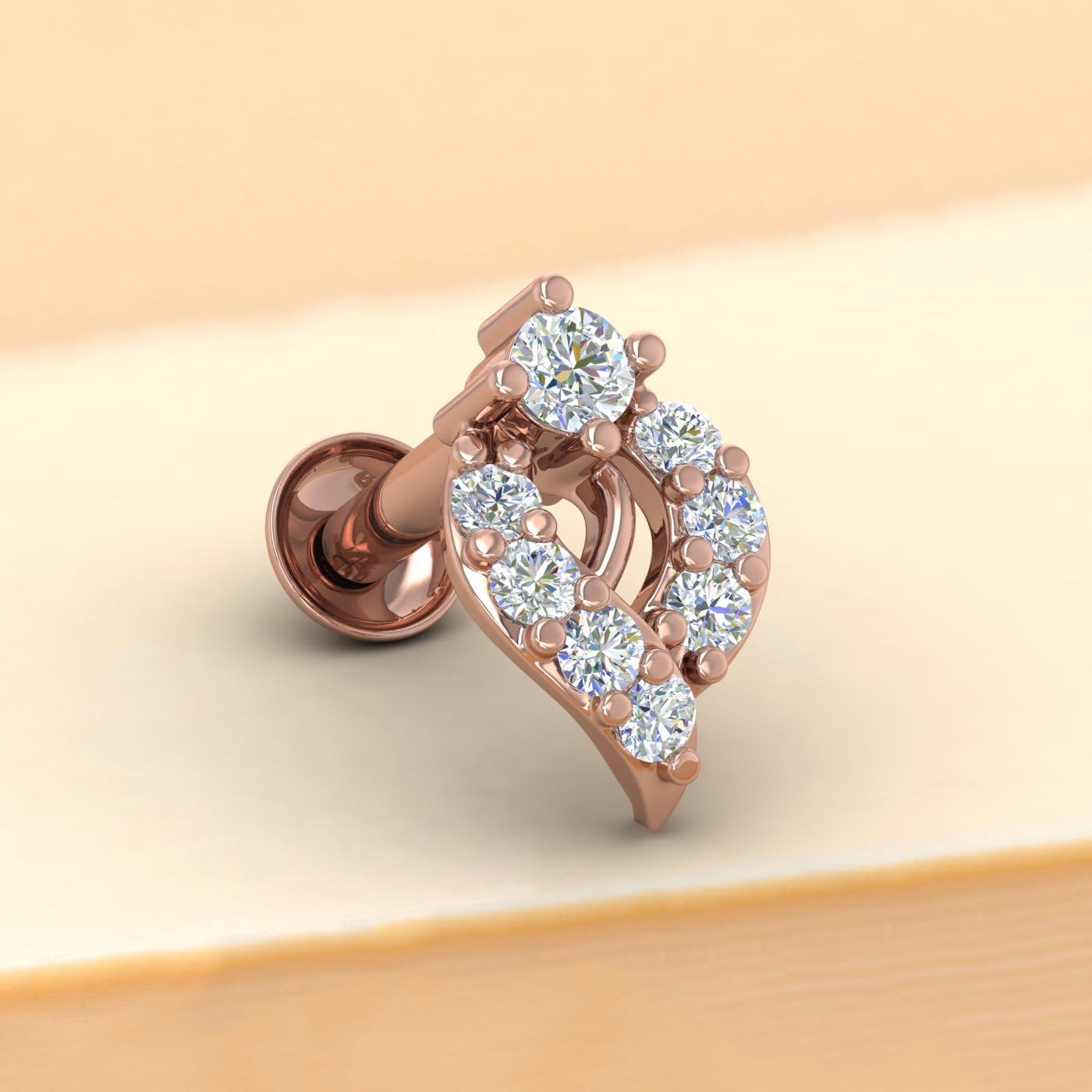 0.15 Carat Natural Diamond Nose Pin Screw Back Nose Stud 18K Gold Body Piercing Jewelry Gift for Women