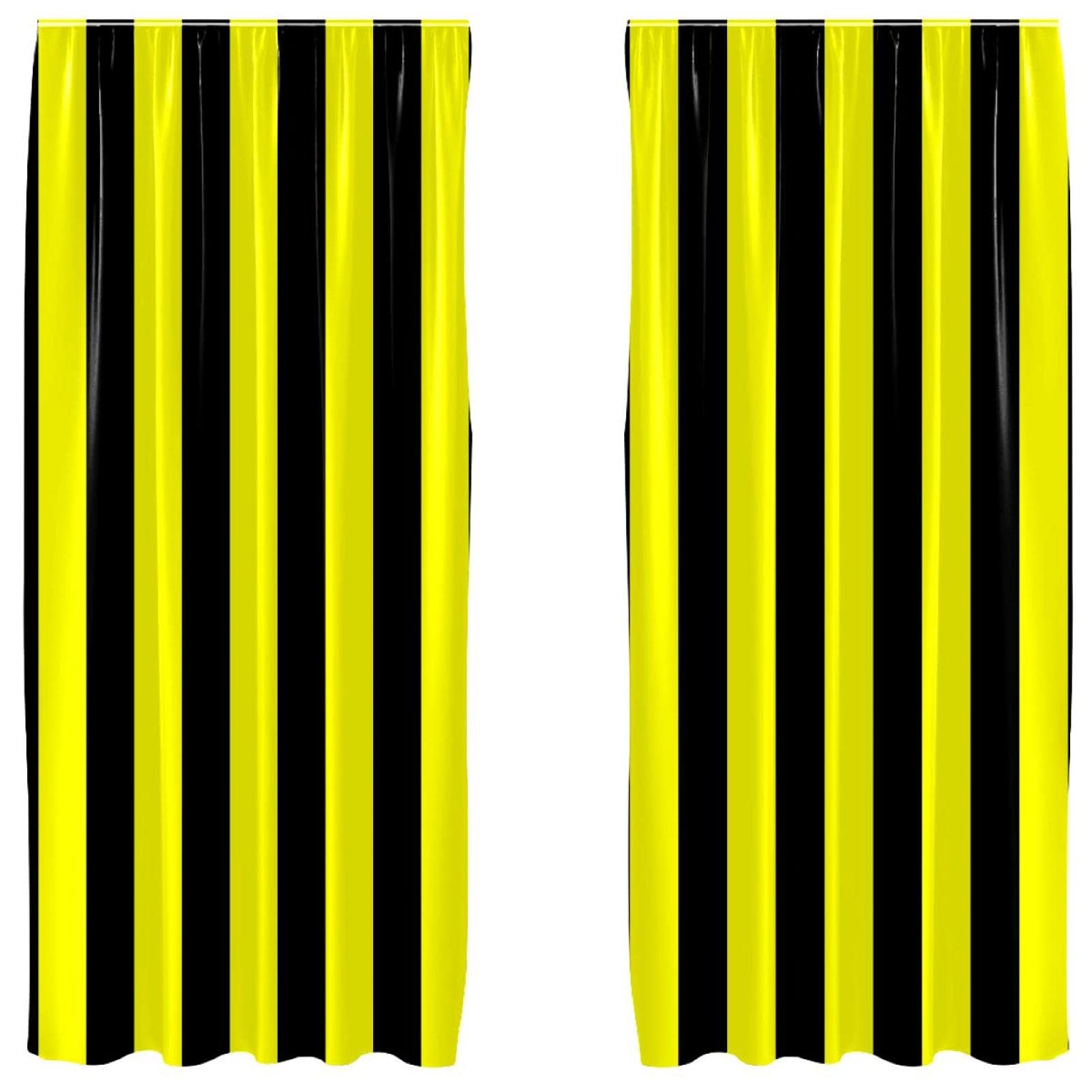 Cortinas para ventana modernas de rayas negras y amarillas para salón y dormitorio