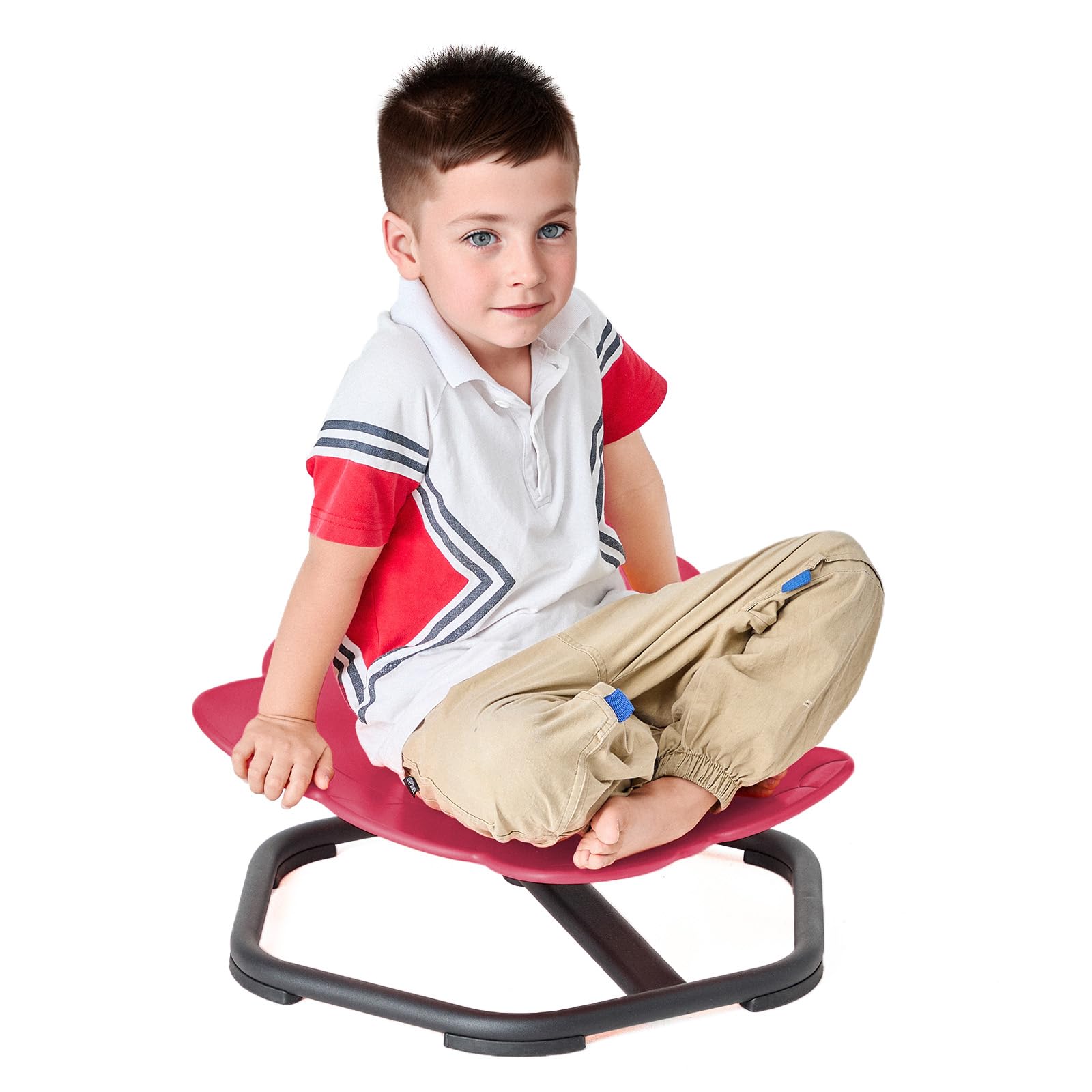 DexQur Cottage Elephant Sensory Swivel Chair, Kids Spinning Carousel Chair, ADHD Wobble Chair, Sit and Spin for Autistic Kids, Rose Red