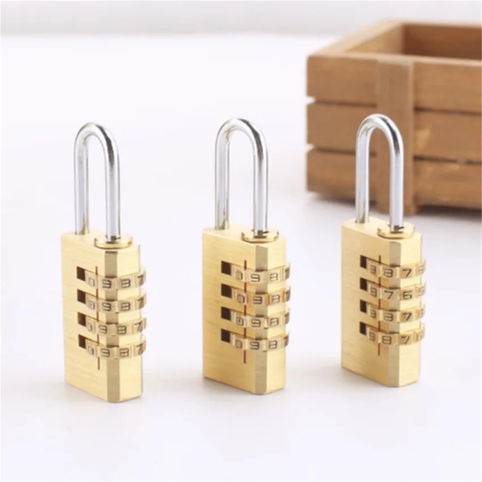 Mini kłódka z 4 cyframi z mosiądzu zamek szyfrowy blokada hasłem kod Pure Cooper mosiądz zamek szyfrowy zamek szyfrowy 1 szt. (3 coded lock)