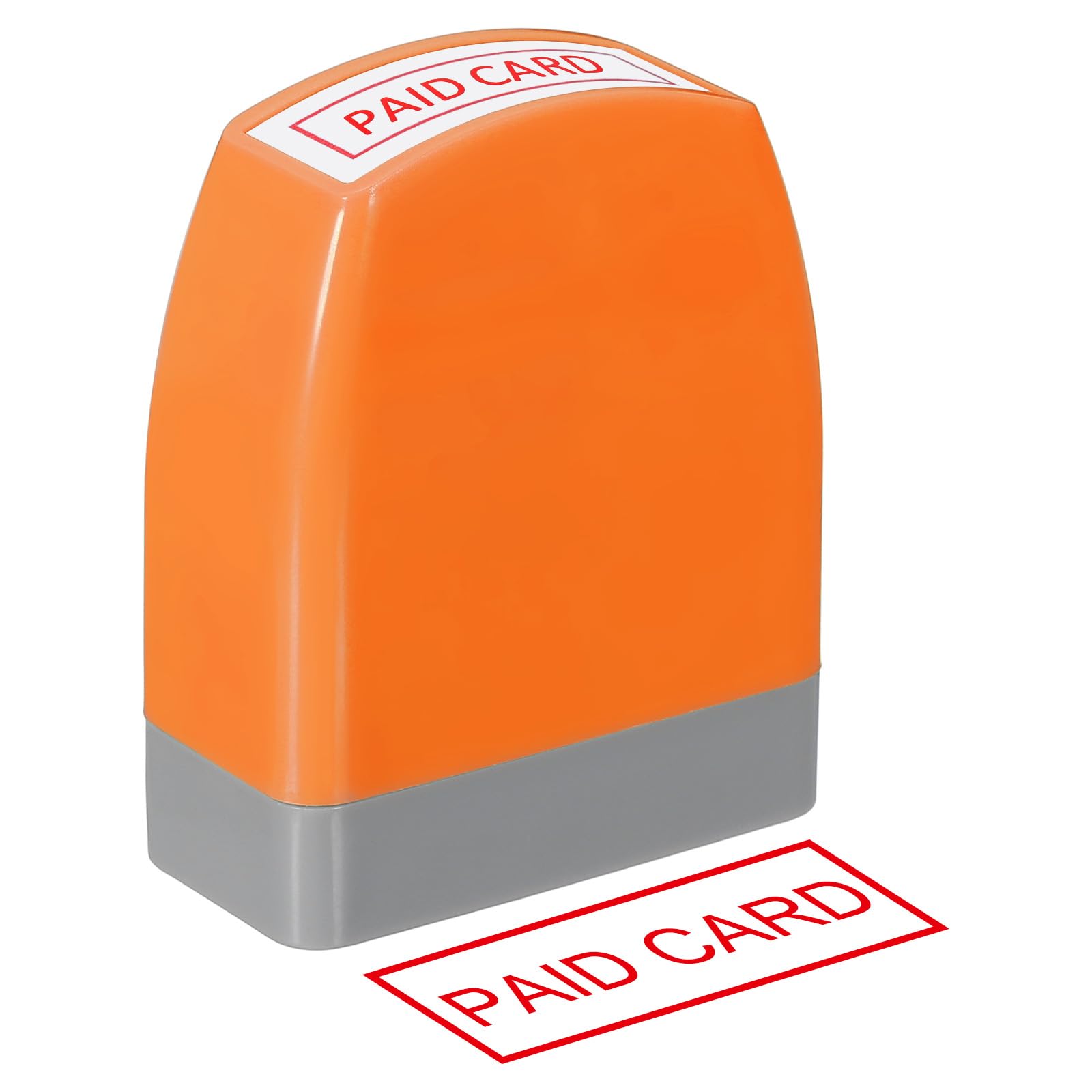 PATIKIL Paid Card Notice Stamp Self Inking, Red Ink Office Stamps Pre Inked Message Refillable Business Stamper, Orange