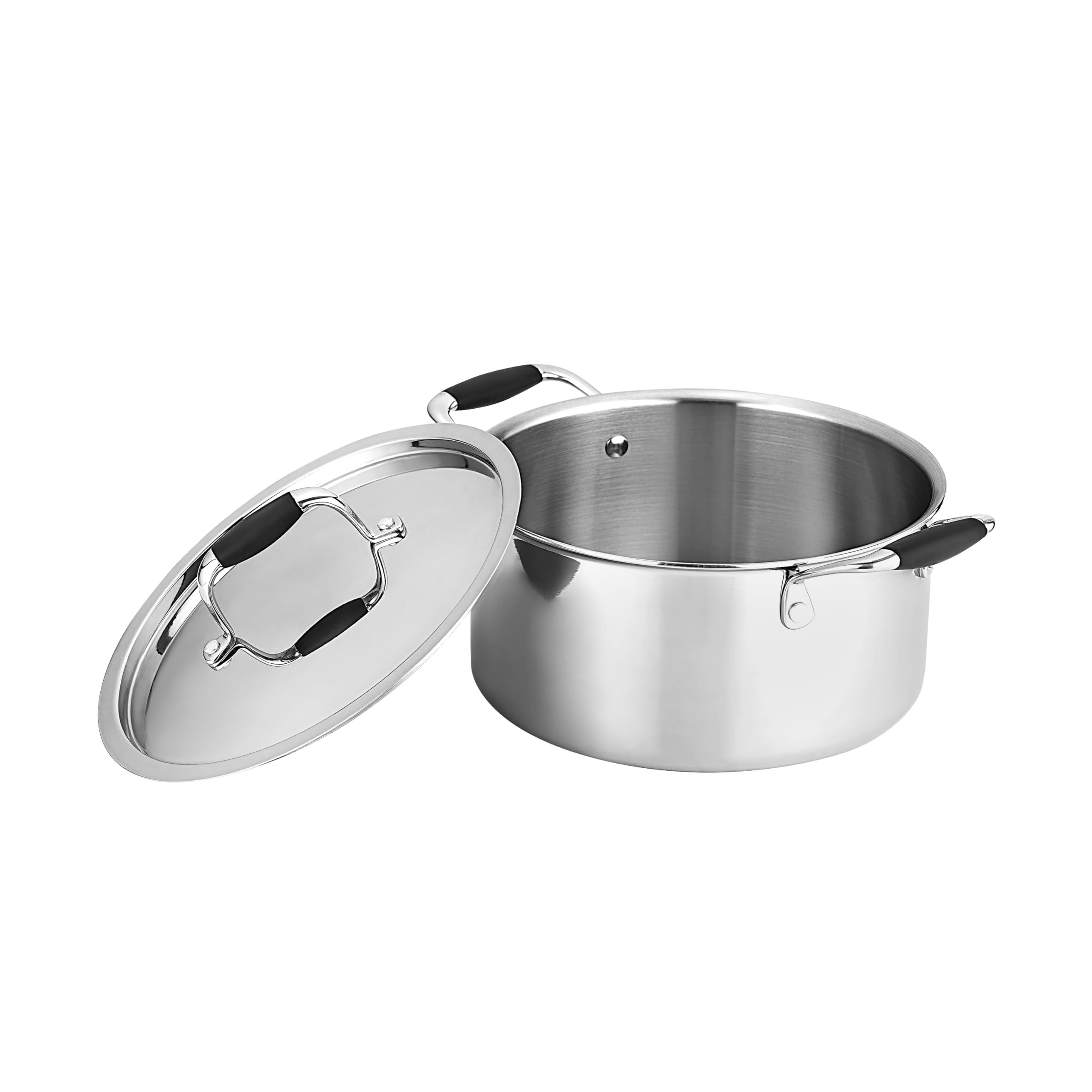 Chakmak Trio 18cm Triply Stewpan with Steel Lid | Stainless Steel | 1.8 Litre | Induction and Gas Stove Compatible | Silver Color | 5 Years Warranty 4