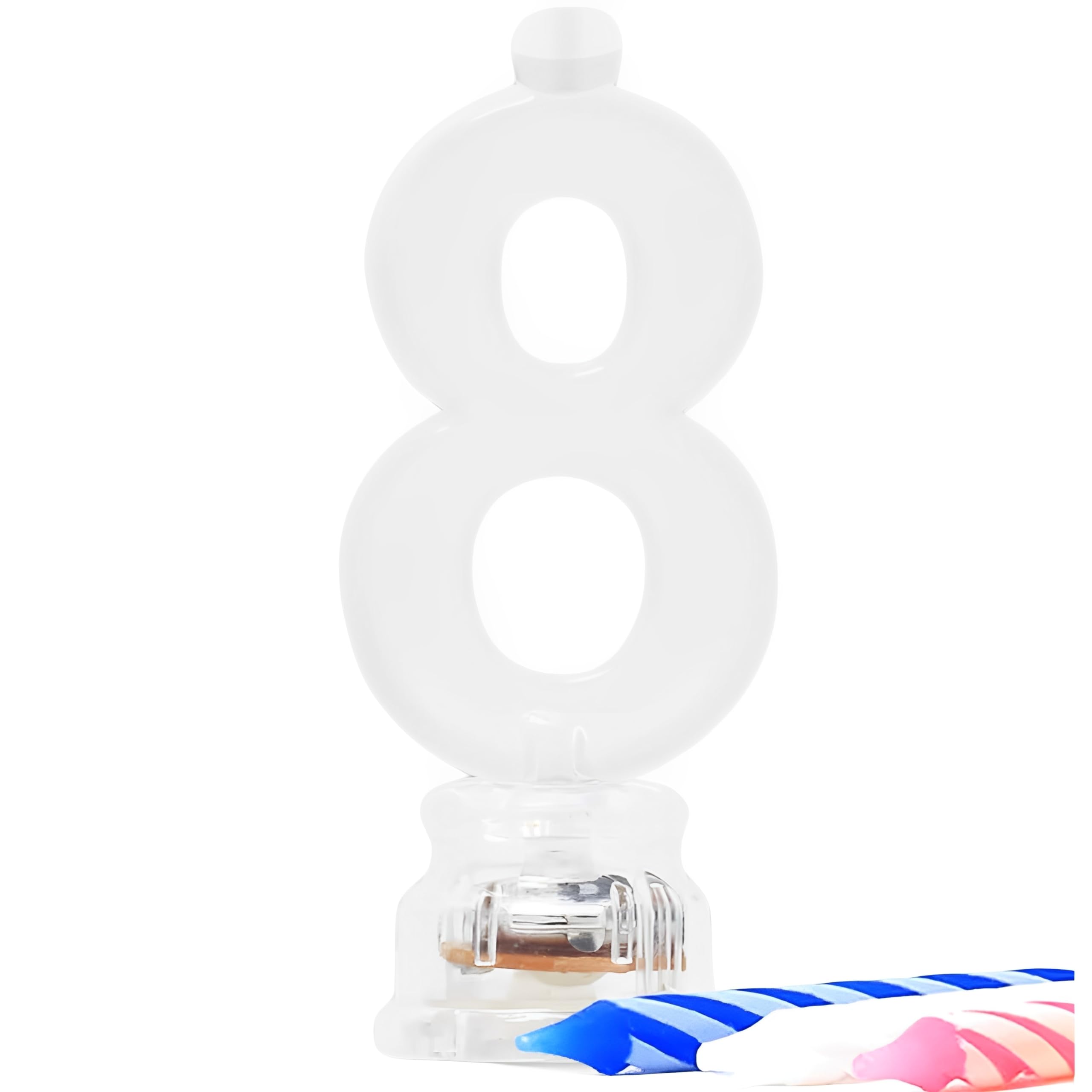 Unique "8" Flashing Candle Holder with 4 Birthday Candles