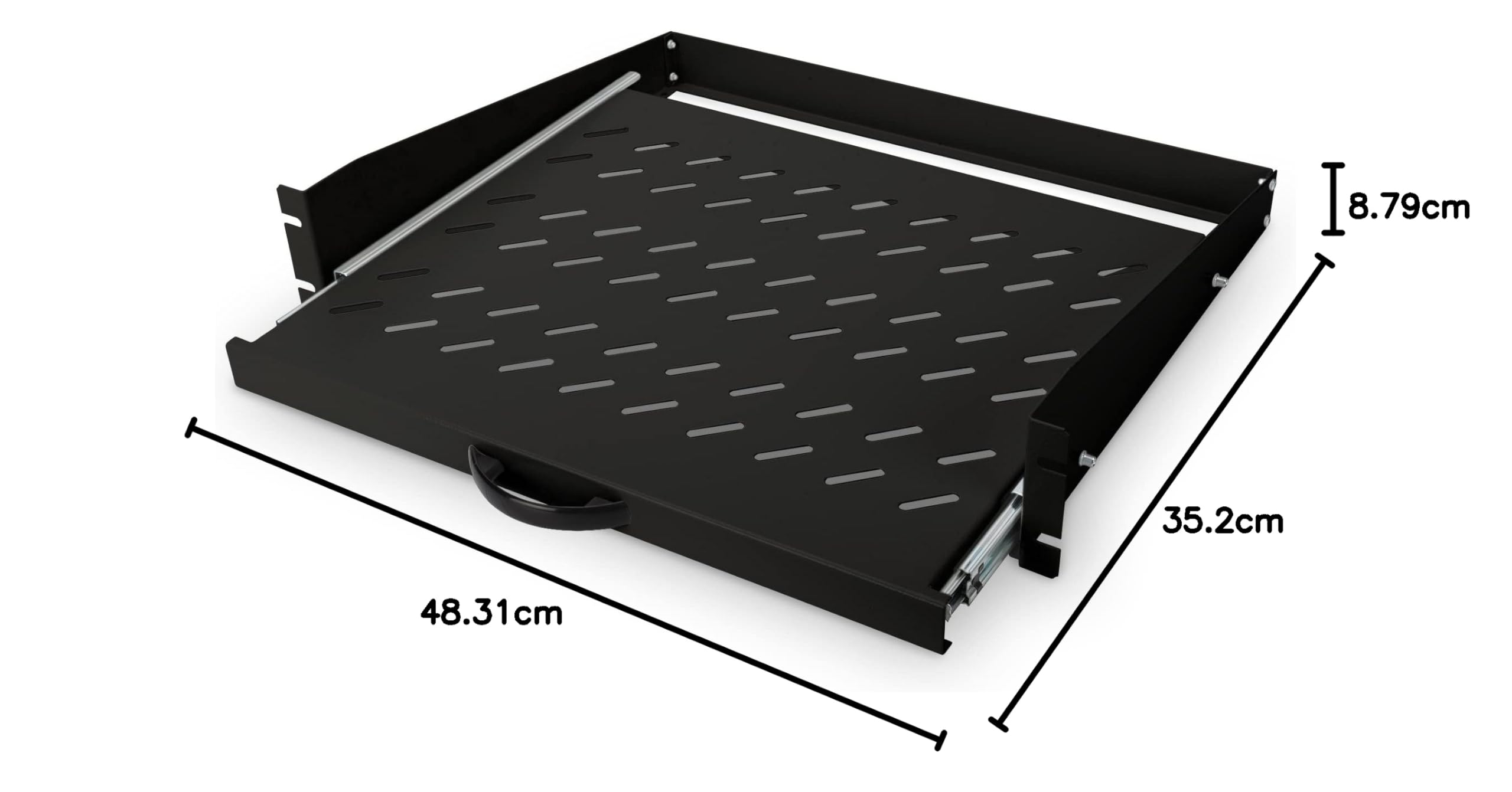DIGITUS 2U allungabile mensola per armadi 450 mm profondità 88x483x352 mm 30 kg nero RAL 9005