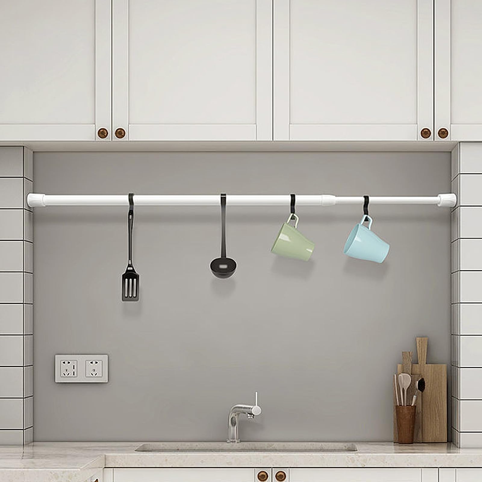 Tringle Rideau Sans Percage Extensible 30-50 Cm - Barre Télescopique Douche Et Rideau Pose Facile