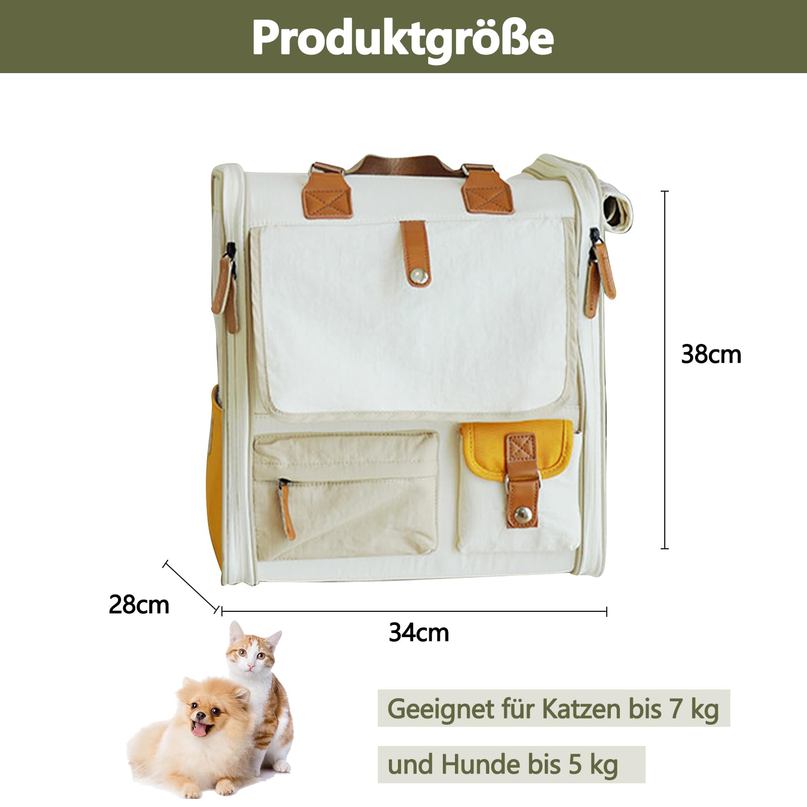 Galatée Hunde-Rucksack, Reisetasche Für Haustiere Mit Belüftungsöffnungen Aus Netzgewebe, Leichter, Belüfteter Haustier-Rucksack, Katzen-Rucksack Für Reisen, Wandern Und Camping(Orange)