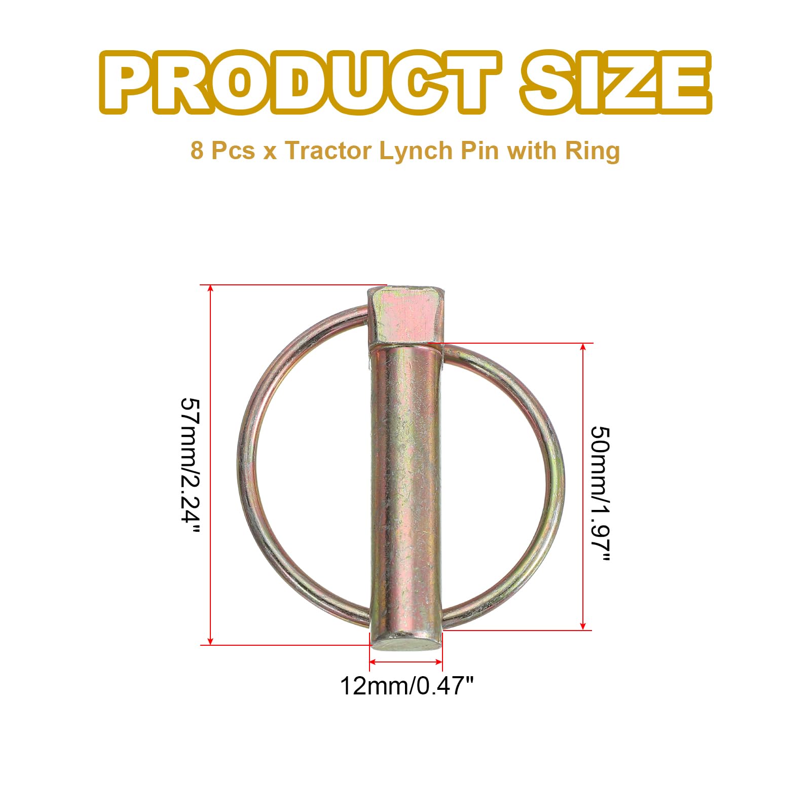 PATIKIL M12x50 mm Tractor Lynch Pin with Ring - Image 2