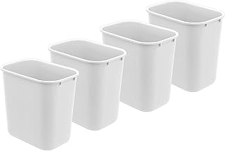 Acrimet Wastebasket, Deskside Bin, 6.75 Gallon/ 27 Quart/ 24 Liter (Plastic) (White Color) (Set of 4)