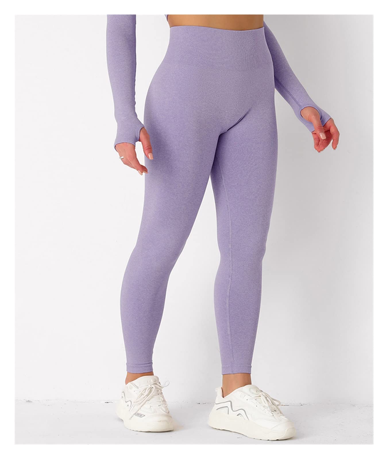 Leggings De Sport Taille Haute for Femmes Leggings De Yoga Fitness Leggings Tricotés sans Couture Gym Running Activewear (Color : Purple, Size : L)