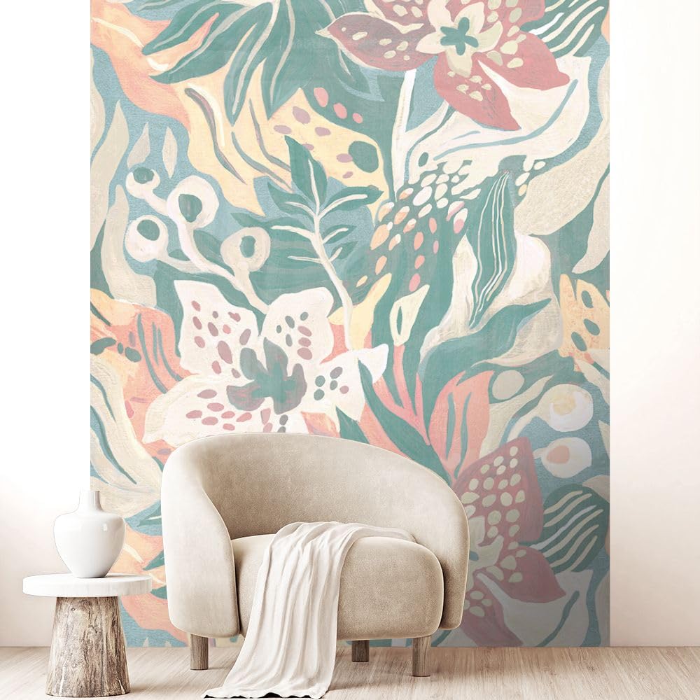 Papier peint pré-encollé motifs floraux doux tapisserie murale salon