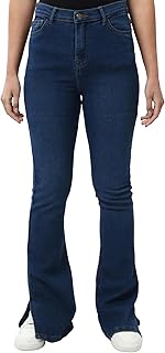 Ravin Womens Solid Casual Flare Jeans - Dark Blue Pants