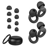 Ear Plugs for Sleeping, 2 Pairs of Reusable Earplugs for Noise Reduction 25dB-30dB with 8 Ear Tips, Soft Hearing Protection Ear Plugs for Concert,Noise Sensitivity, Study & Work, Black