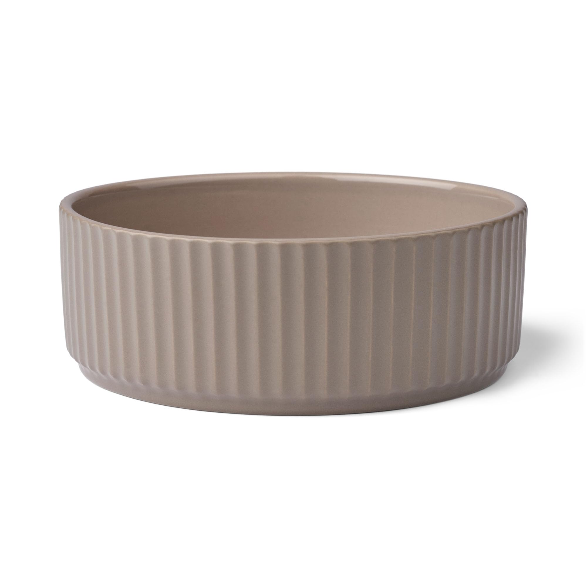 DOG Copenhagen Kronborg Ceramic Dog Bowl - Nordic Design Stoneware - For Dog Food or Water, L, Caffe Latte