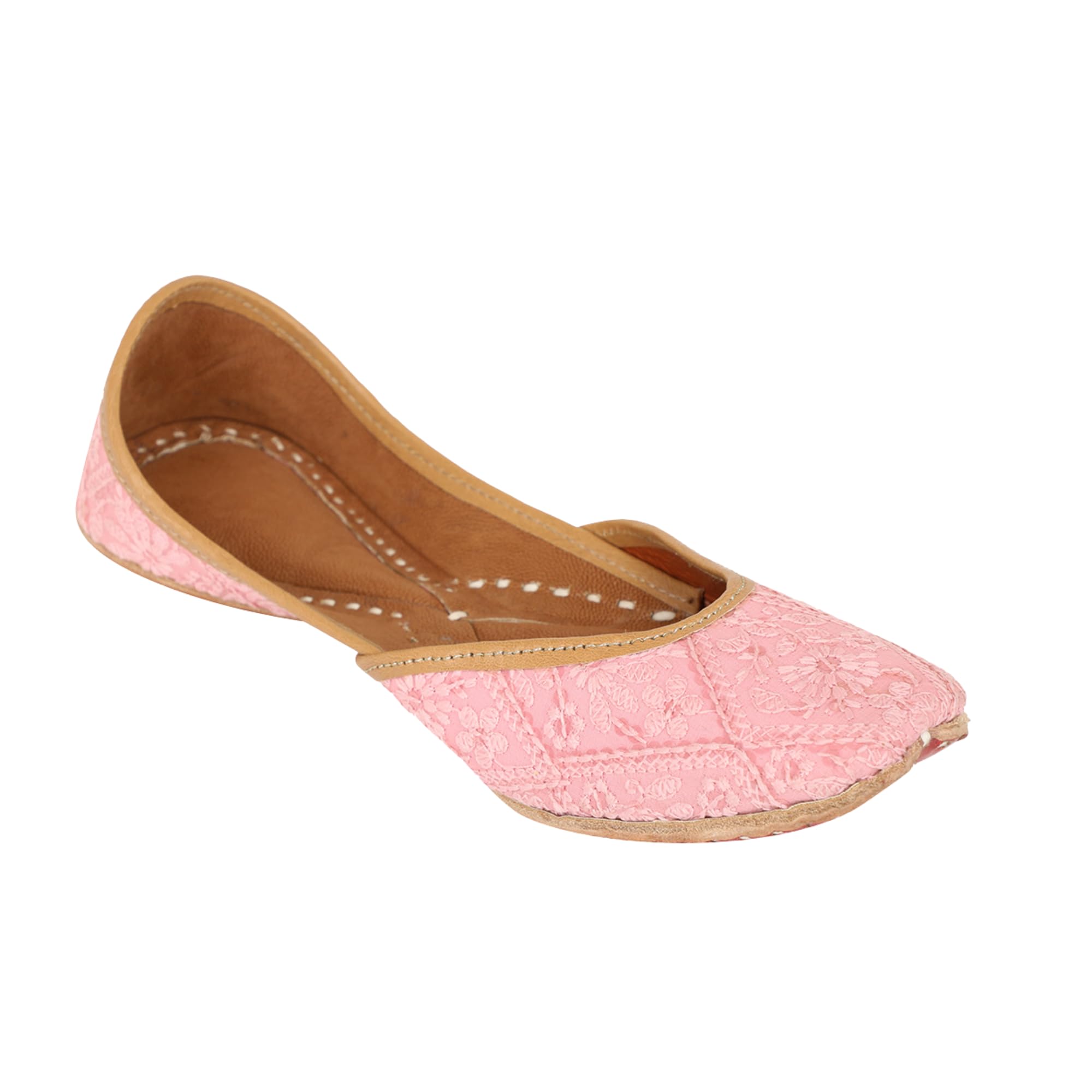 Embellished Square Toe Ethnic Mojaris | Coral |-image-19