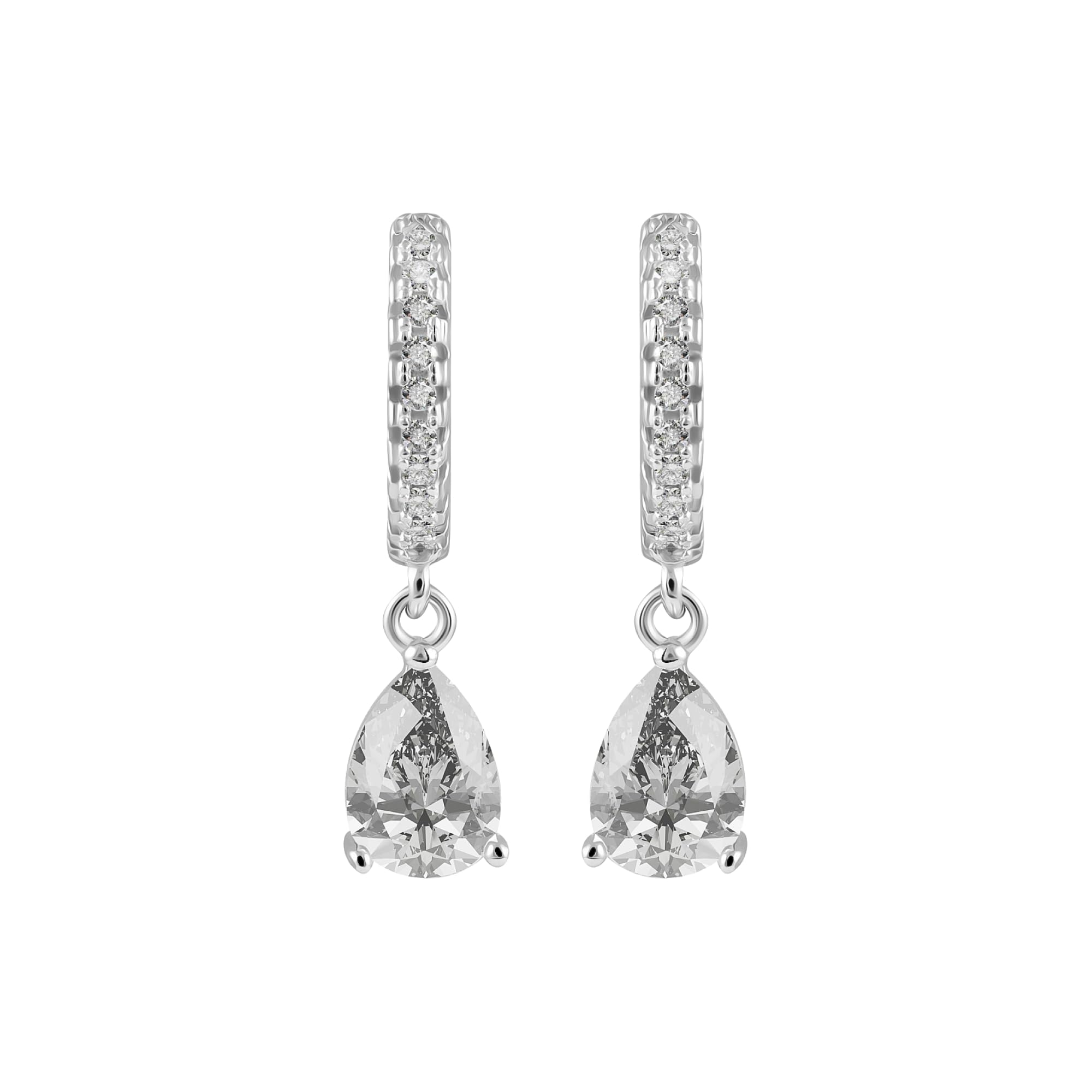 iocani ii IOCANI Pendientes de zirconia cúbica blanca - plata de ley 925 con baño de rodio