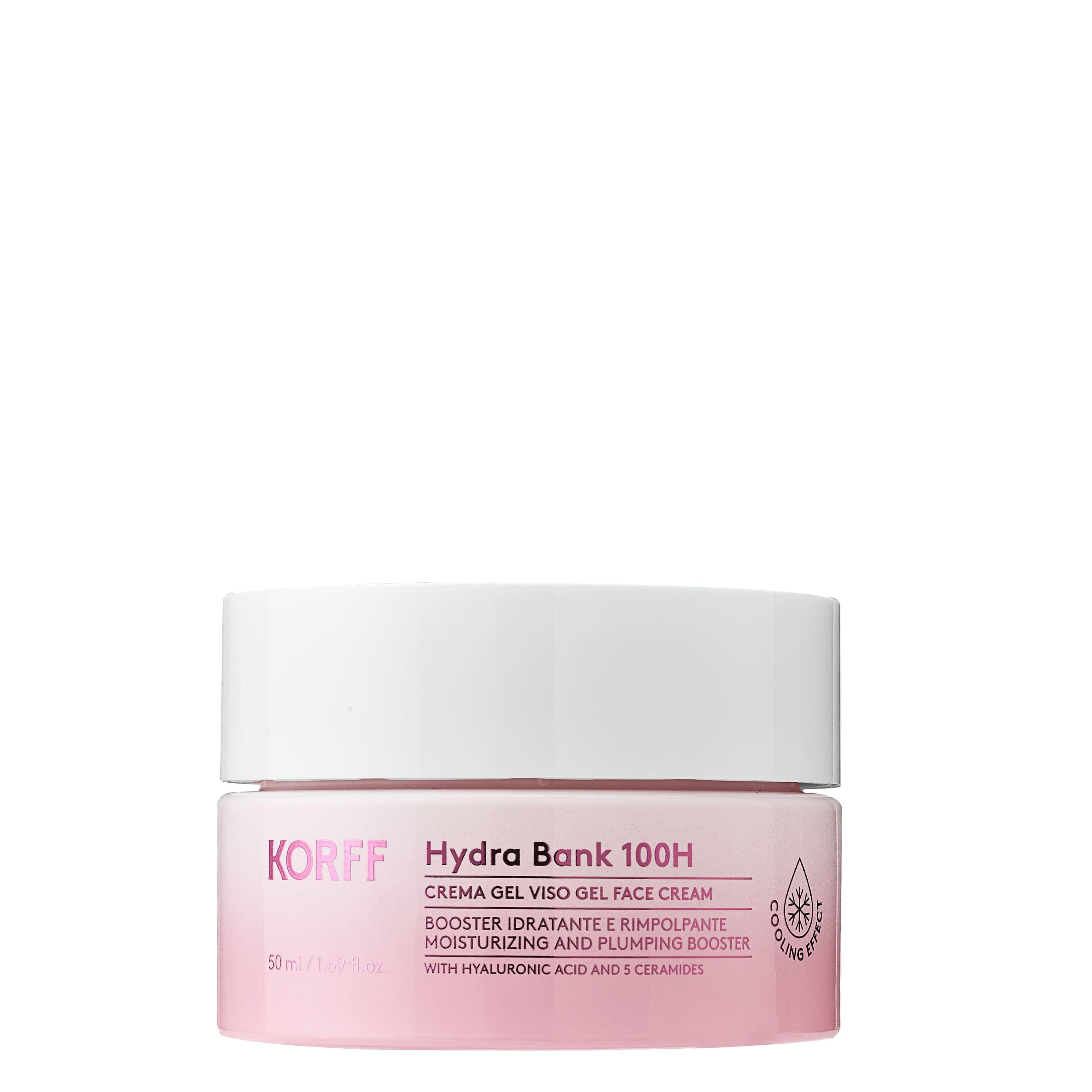 Korff Hydra Bank 100H Crema Viso Gel, Booster Idratante e Rimpolpante con Acido Ialuronico e 5 Ceramidi, 50 ml
