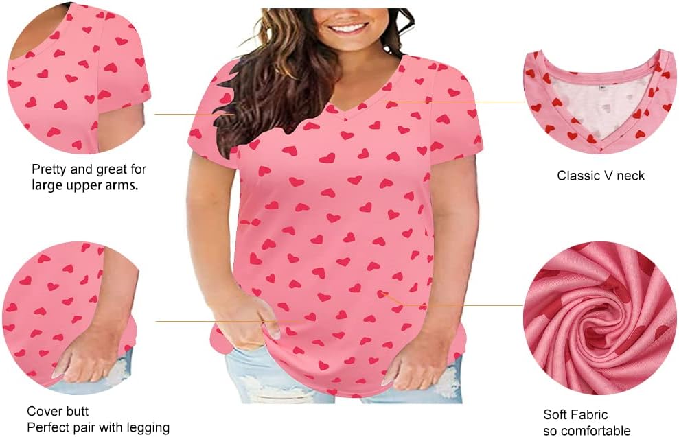 RITERA Women Plus Size Tops Tie Dye V Neck Shirt Floral Camo Summer Short Sleeve Tunic Oversized Ladies Blouse XL-5XL - Image 2